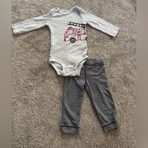 Firetruck Long sleeve One piece & pants Carter’s Grey Black Stripe Fireman